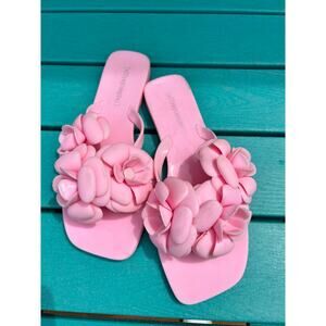 Jeffrey Campbell Floralee Pink Floral Jelly Flip Flops - Size 7